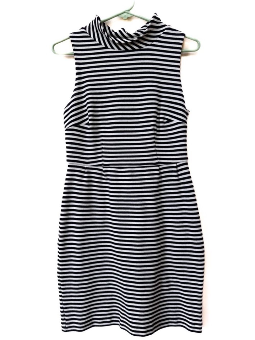 BODEN Sleeveless Navy Blue & White Ponte Knit Striped Dress, EUC, size 8R - Picture 2 of 3